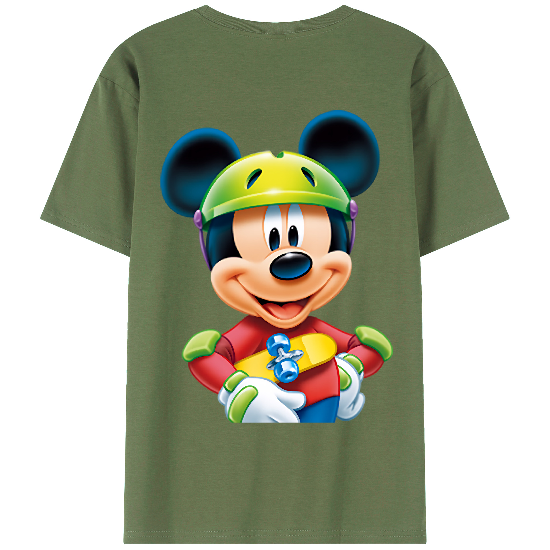 （画像用） ミッキーマウス Mickey Mouse 綿100％ メンズ半袖Tシャツ（バックプリント） 通気性